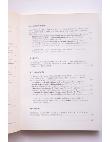 Primeras jornadas nacionales de información y documentación sobre economía regional