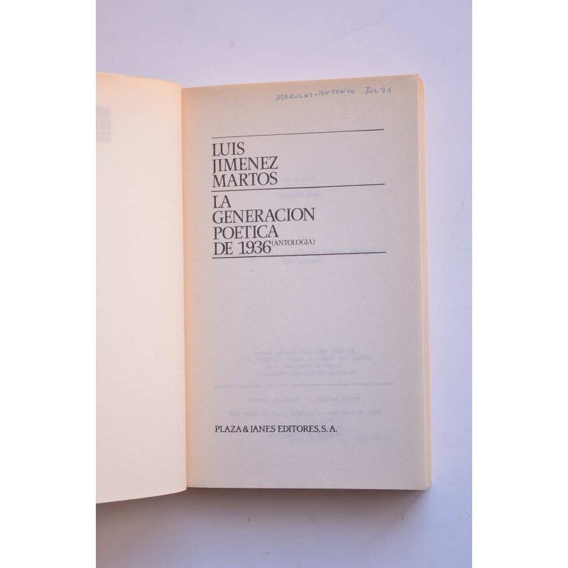 La generación poética de 1936. Antología