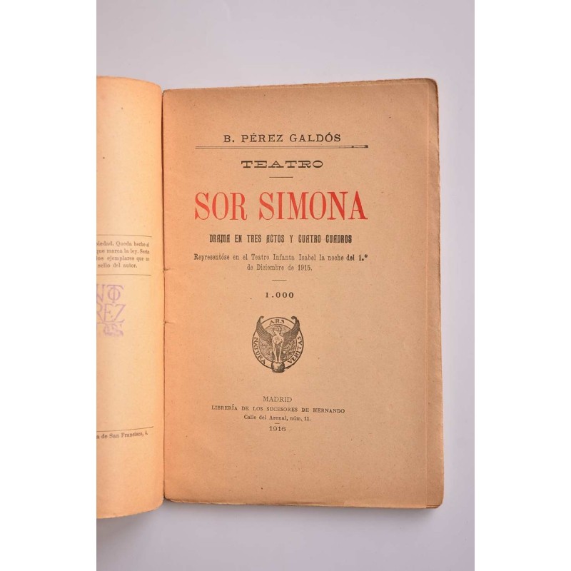Sor Simona : drama en tres actos y cuatro cuadros