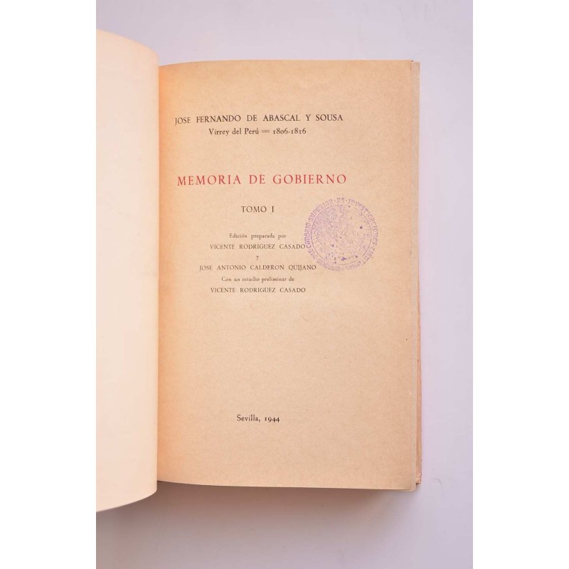 Memoria de gobierno del Virrey Abascal, 1806 -...