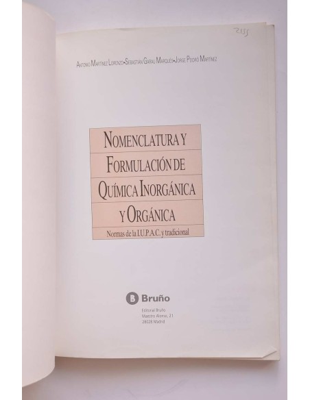 Nomenclatura y formulación de química inorgánica y orgánica