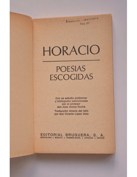 Horacio. Poesías escogidas