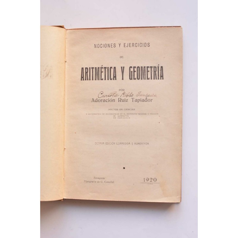 Nociones y ejercicios de aritmética y geometría