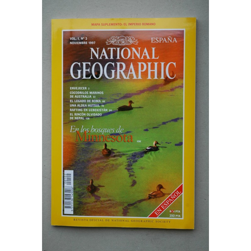 NATIONAL Geographic.-- Vol. 1.-- Nº 2, noviembre 1997. En los bosques de Minesota , incluye Manual suplemento El imperio Romano