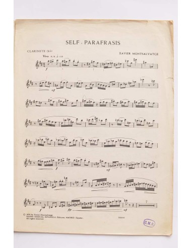 Self - Parafrasis. Para clarinete (en si b.) y...