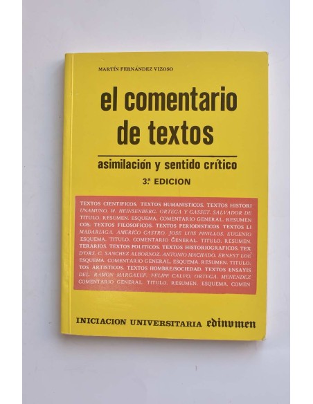 El comentario de textos. Asimilación y sentido crítico