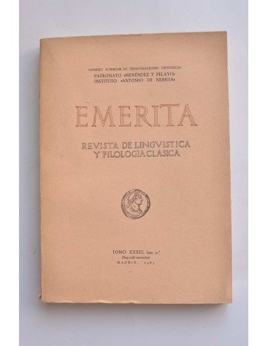 Emerita. Revista de lingüística y filología clásica. Tomo XXXIII, fasc. 2º (Segundo semestre)