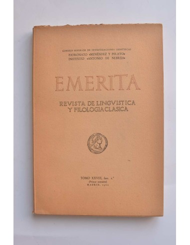 Emerita. Revista de lingüística y filología clásica. Tomo XXVIII, fasc. 1º (Primer semestre)