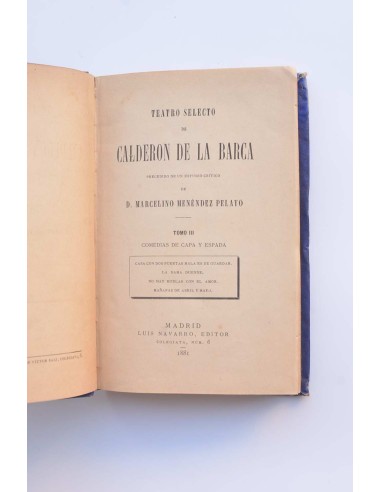 Teatro selecto de Calderón de la Barca. Tomo...