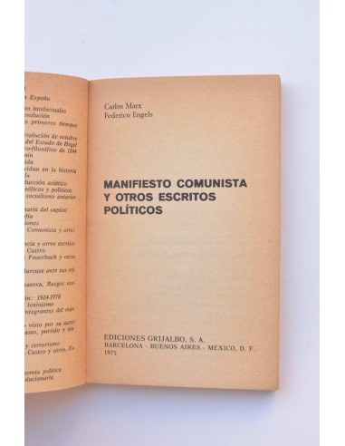 Manifiesto comunista y otros escritos políticos