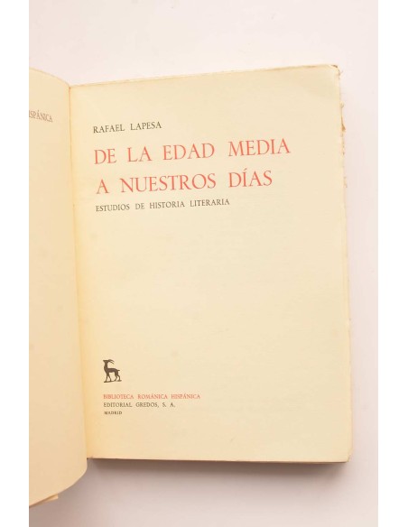 De la Edad Media a nuestros días. Estudios de historia literaria