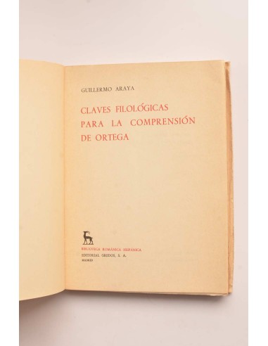 Claves filológicas para la comprensión de Ortega