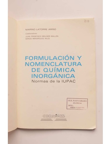 Formulación y nomenclatura química inorgánica....