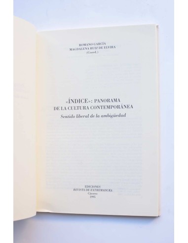 Índice: panorama de la cultura contemporánea:...