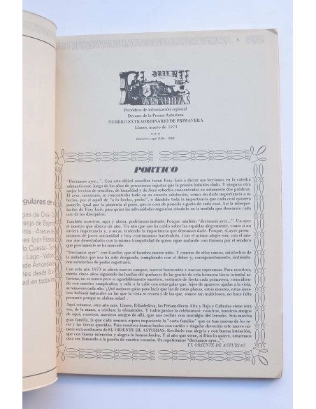 El Oriente de Asturias. Marzo 1973. Número extra