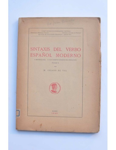 Sintáxis del verbo español moderno. Vol. I.