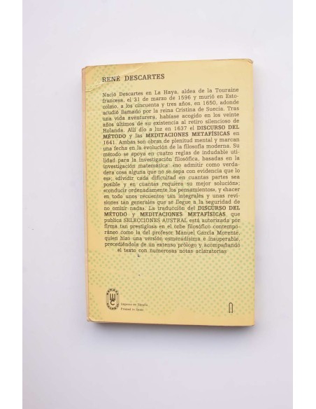 Discurso del método. Meditaciones metafísicas