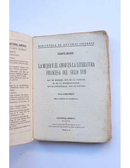 La mujer y el amor en la literatura francesa del siglo XVII