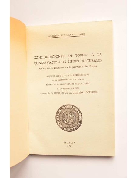 Consideraciones en torno a la conservación de bienes culturales