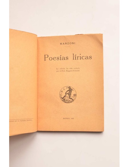 Manzoni. Poesías líricas