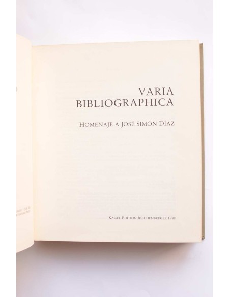 Varia Bibliographica. Homenaje a José Simón Díaz
