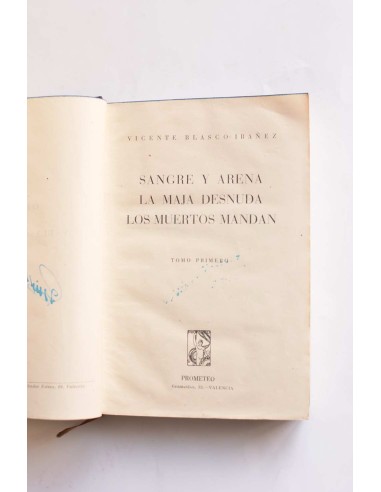 Obras completas de Vicente Blasco Ibáñez. Tomo I.