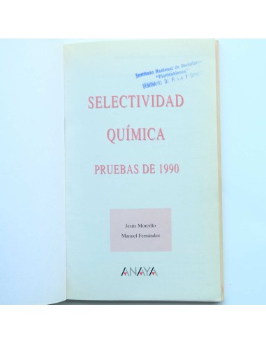 Selectividad. Química. Pruebas de 1990. C.O.U.
