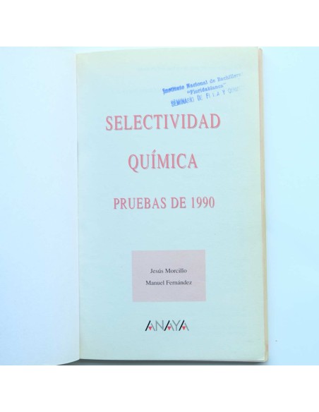 Selectividad. Química. Pruebas de 1990. C.O.U.
