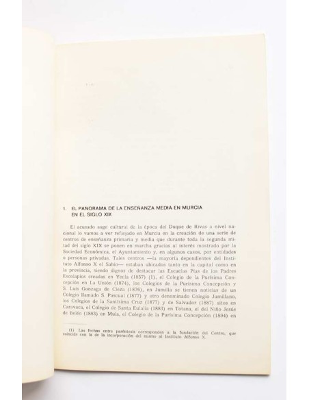 La enseñanza media en Murcia en el siglo XIX: El Instituto Alfonso X El Sabio