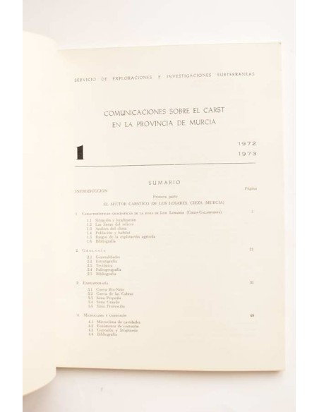 Comunicaciones sobre el Carst en la provincia de Murcia. Vol. 1. nº 1 1972 - 1973