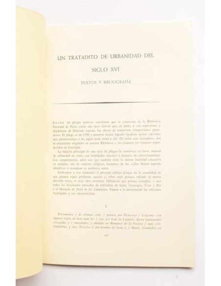 Un tratadito de urbanidad del siglo XVI. Textos y bibliografía
