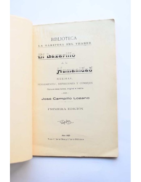 El lazarillo de la humanidad. Máximas, sentencias, definiciones y consejos. Tomo I.