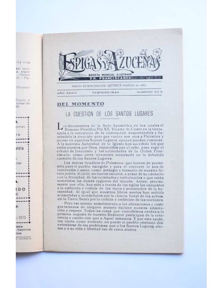Espigas y azucenas. Revista quincenal, nº 526. Febrero - 1949