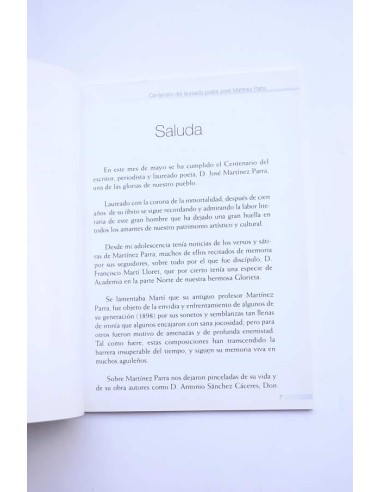 Centenario del laureado poeta José Martínez Parra