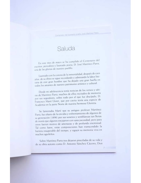Centenario del laureado poeta José Martínez Parra