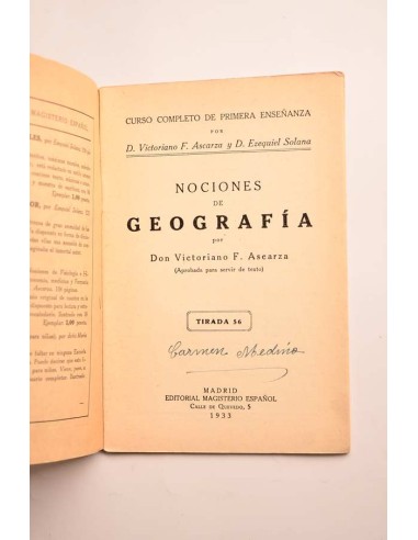 Nociones de geografía. Primera enseñanza