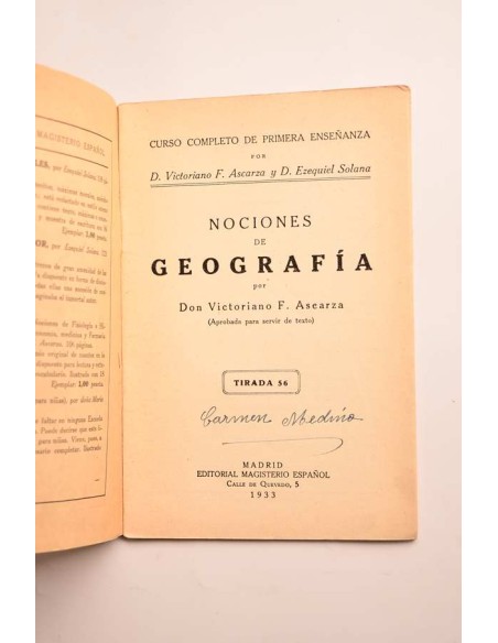 Nociones de geografía. Primera enseñanza
