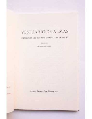 Vestuario de almas. Antología del epitafio...