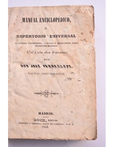 Manual enciclopédico o Repertorio universal de...