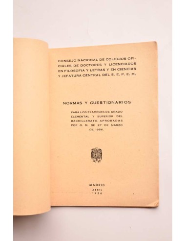 Normas y cuestionarios para los exámenes de...