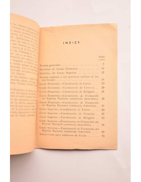 Normas y cuestionarios para los exámenes de grado elemental y superior del Bachillerato