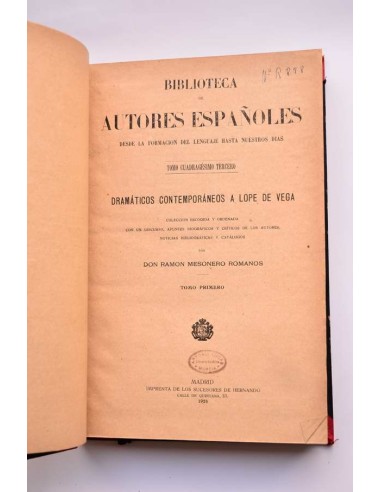 Dramáticos contemporáneos a Lope de Vega. Tomo...