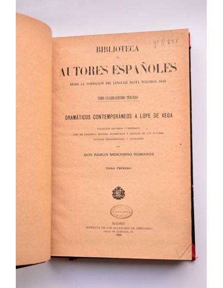 Dramáticos contemporáneos a Lope de Vega. Tomo primero