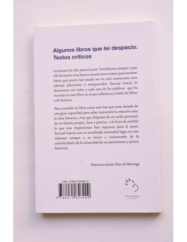 Algunos libros que leí despacio. Textos críticos