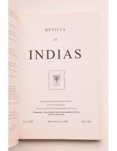 Revista de Indias. Vol. LXIII, nº 228, mayo -...