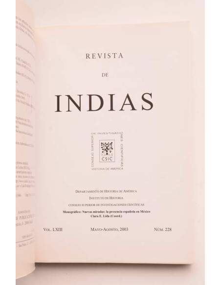 Revista de Indias. Vol. LXIII, nº 228, mayo - agosto, 2003