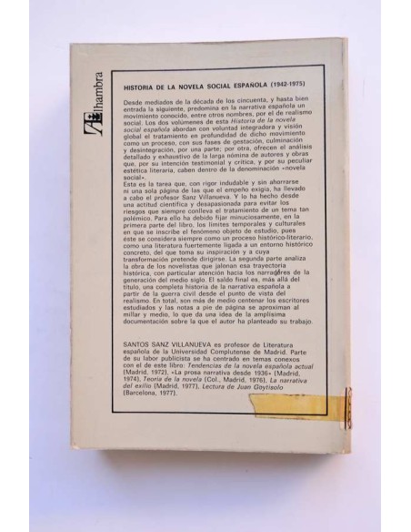 Historia de la novela social española (1942 - 1975). I.