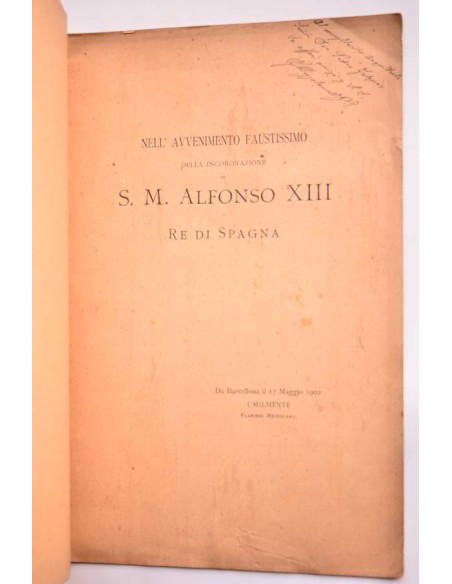 Nell'avenimento faustissimo della incoronazione di S. M. Alfonso XIII : [loa]