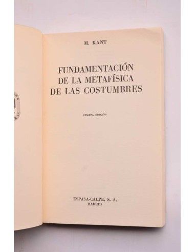 Fundamentación de la metafísica de las costumbres