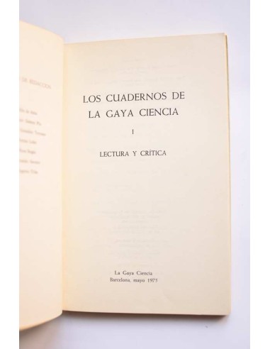 La Gaya Ciencia. I. Lectura y crítica